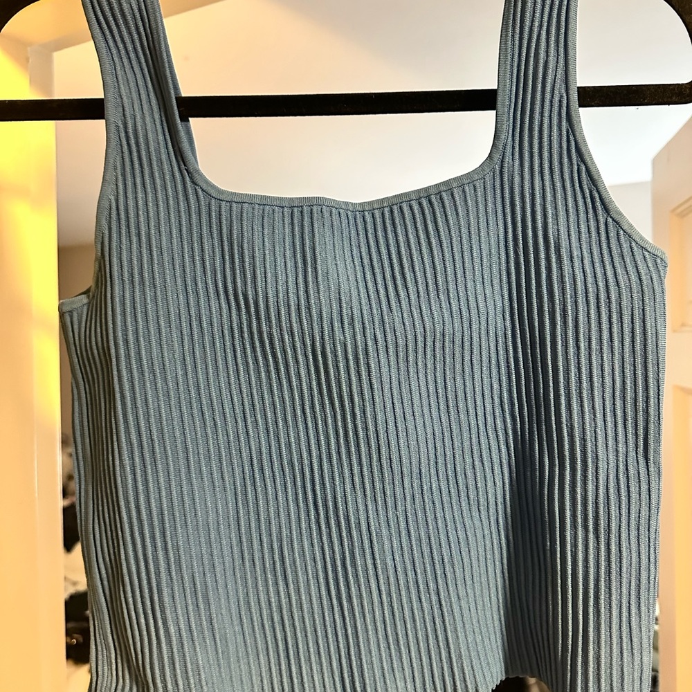 Madewell Ribbed Teal Crop Top
